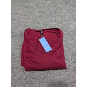 Allegrace Tunic Cold Shoulder Short Sleeve Top V Neck Women's Size 3X Wine New